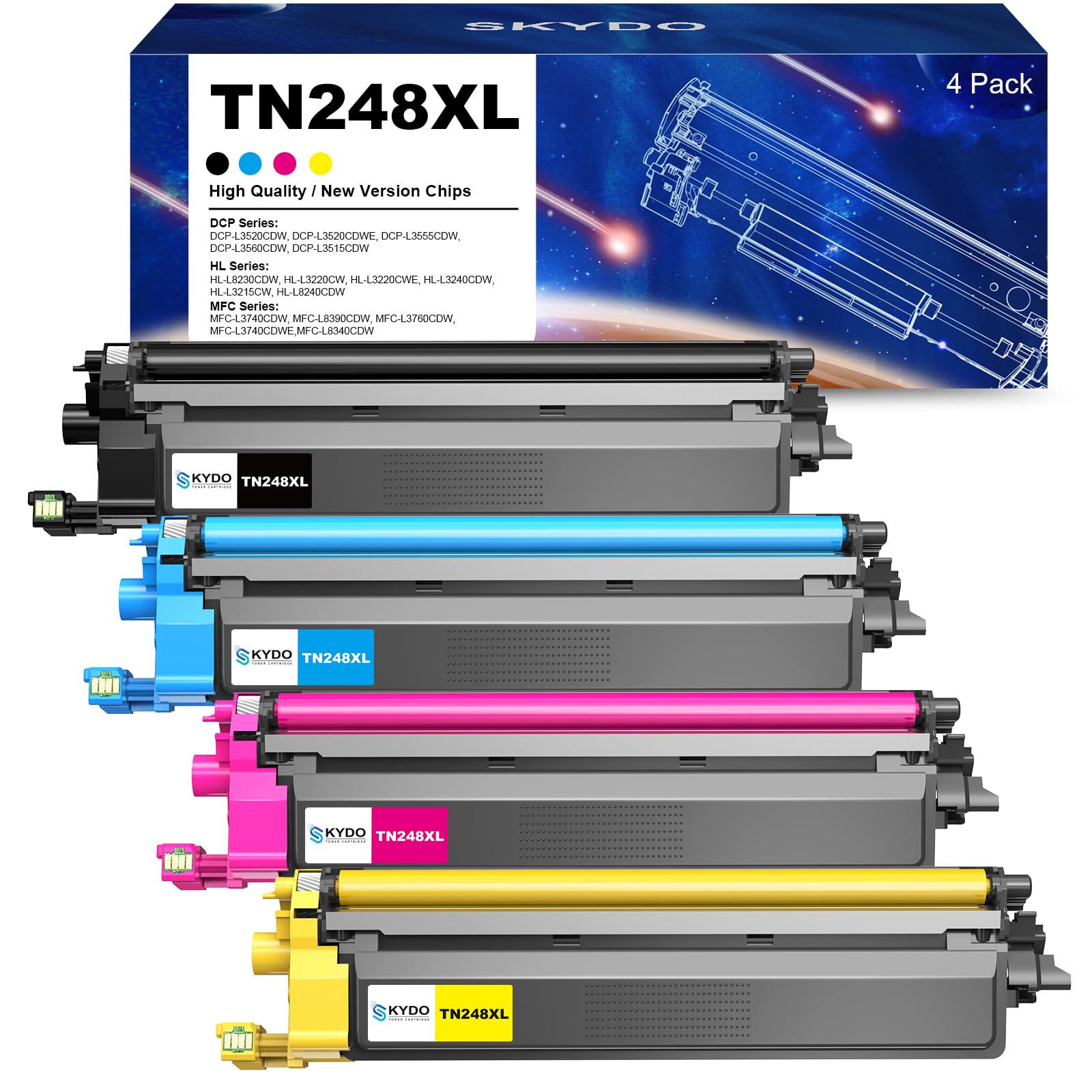 Skydo TN248XL Tóner Compatible con Brother TN248VAL Toner TN248 HL
